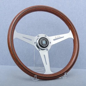 NARDI Classic 360mm Mahogany Wood Steering Wheel with Silver Chrome Finish - Picture 1 of 5