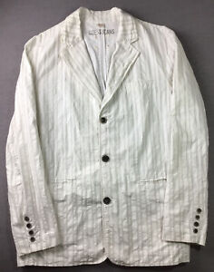 Guess Jeans Mens 2XL Blazer Sports Coat Jacket Unstructured XXL White Striped