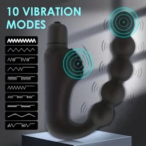Doppel Vibrator Schwarz 10 Vibro Modi Massagegerät Dil-do Se-xspielzeug Silikon - Bild 1 von 11