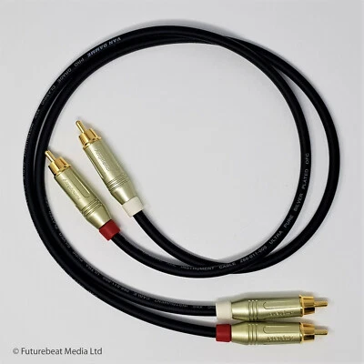 Van Damme RCA Phono Cable Gold Silver Plated Pure OFC  Pair Black 1 Meter - Image 1 of 4