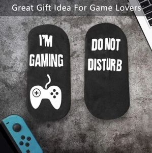 "Do Not Disturb, I'm Gaming" No Show Socks - Unisex - Black- 3 Pairs - OSFM- NWT - Picture 1 of 4