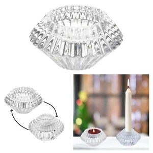 Tea Light Candle Holder Glass Candle Stick Votive Wedding Xmas Home Reversible - Picture 1 of 7
