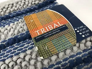 Alfombra tribal azul y gris 30”X50” LR99541 - Imagen 1 de 3