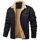 Men Trucker Faux Wool Jacket Male Thick Buckle Coat Outdoor Outwear Size S-5Xl