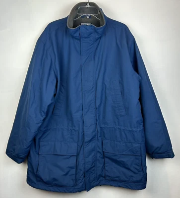 Abrigo Lands End Para Hombres XL Azul Parka Chaqueta Forrada de Vellón Polartec Invierno Sin Capucha Foto 1 de 4