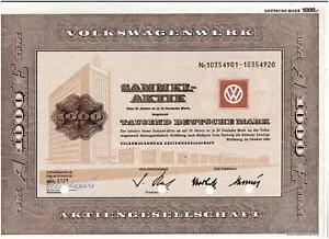 VW Volkswagenwerk AG, Wolfsburg 1966, 1000 DM, VF+ - Bild 1 von 1