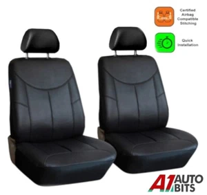 Front Black Car Seat Covers Leatherette Protectors For Ford Focus Mondeo Fiesta - Picture 1 of 6