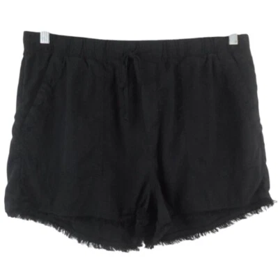 Bella Dahl Black Frayed Pocket Shorts Womens L Drawstring Waist - Image 1 of 4
