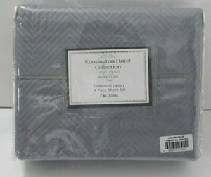 NEW Kensington Hotel Collection Embossed CAL KING Sheet Set: GRAY - Picture 1 of 4