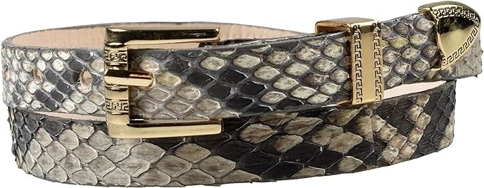 "Juego de 3 hebillas de piel de serpiente de pitón banda de sombrero de vaquero enchapado en oro hecho a mano 26""" Foto 1 de 1