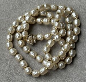 Vintage Signed Miriam Haskell Baroque Pearl 29.5" Necklace