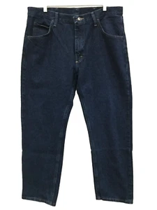 Wrangler Mens Size 36 x 30 Jeans Dark Wash 5-Pockets Cotton Tapered Leg - Picture 1 of 5