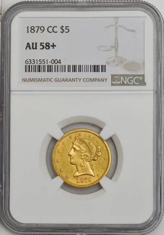 1879-CC $5 Gold Liberty AU58+ NGC 945117-2 Cover