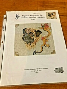 CROSS STITCH PATTERN PEGASUS ORIGINALS "PUG" DOG PATTERN  - Picture 1 of 2