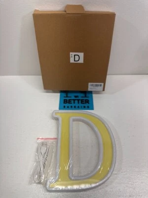 Colorful LED Light Up Letter "D" Yellow w/ Plug In Cord - Image 1 of 4
