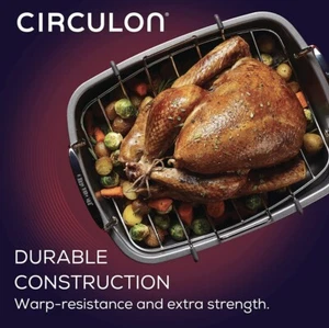 Circulon Premier Professional, Oval Roaster Roasting Pan w/ Rack, Nonstick 18x15 - Picture 1 of 6