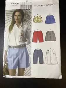 Vogue Short S Pattern V9008 Vogue Easy Options6,8,10,12,14 - Picture 1 of 2
