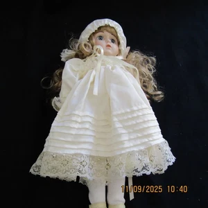Vintage Porcelain Doll NEW Blond Curly Hair - Picture 1 of 10