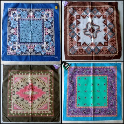 Lote de 4 PAÑUELOS Vintage Hecho en EE. UU. Tribal Floral BANDANA Bufanda PAISLEY 22 Foto 1 de 4