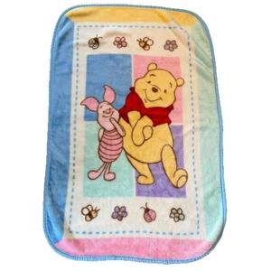 Vtg. Winnie The Pooh Piglet Luxury Plush Fleece Crib Baby Blanket Pastel 29x43 - Picture 1 of 7
