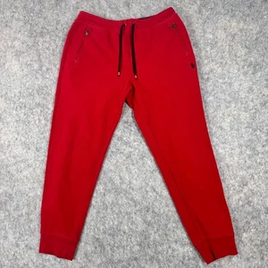 Polo Ralph Lauren Mens Joggers Red Textured Sz L Drawstring Pockets - Picture 1 of 13
