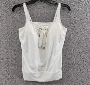 Michael Michael Kors Lace-Up Blouson Tankini Top Women's S White Adjustable~ - Picture 1 of 13