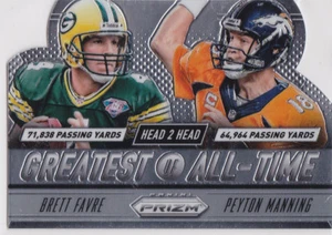 PEYTON MANNING & BRETT FAVRE Prizm GOAT DOBLE INSERCIÓN Tarjeta de Fútbol PACKER BRONCO! - Imagen 1 de 2