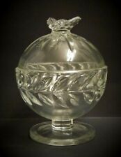 Vintage Candy Dish Bowl with Lid & Bee Glass Clear 5 1/2"