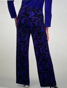 Chicos Womens Abstract Print Pants Size 2 Large Black & Purple Acetate/Spandex - Picture 1 of 15