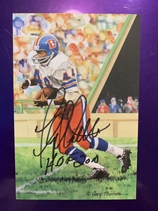 Carta Floyd Little firmata Goal Line Art Denver Broncos 2010 - Foto 1 di 2