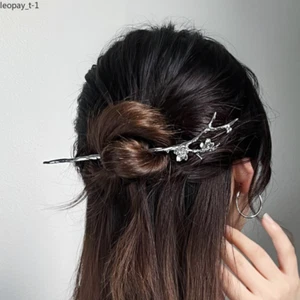 Retro Metal Flower Branch Hair Sticks Ponytail Chinese Hairpin Hairpin Fashion - Picture 1 of 5