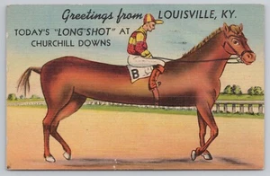 Grüße aus Louisville Kentucky Weitschuss Churchill Downs Postkarte 1952 Poste - Bild 1 von 2