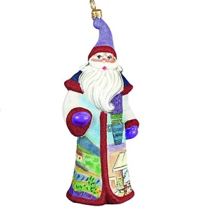Glitterazzi Provence France Santa Polish Glass Christmas Ornament - Picture 1 of 3