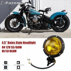 4.5'' 12V H4 Bates Style Headlight Headlamp For Harley Cafe Racer Chopper Bobber - Picture 1 of 12