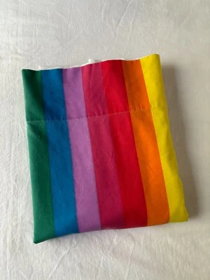 Vintage 1970's Wamsutta 'Tomorrow's Rainbow' Twin Flat ROYGBIV Stripes Polyblend - Image 1 of 4