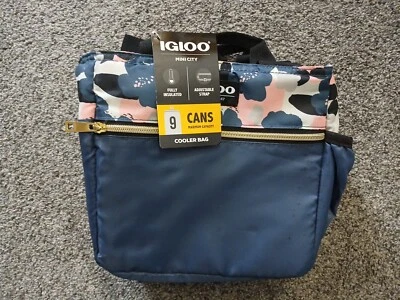 Igloo Mini Cooler Insulated Lunch Bag  9 Cans Blue Floral New - Image 1 of 4