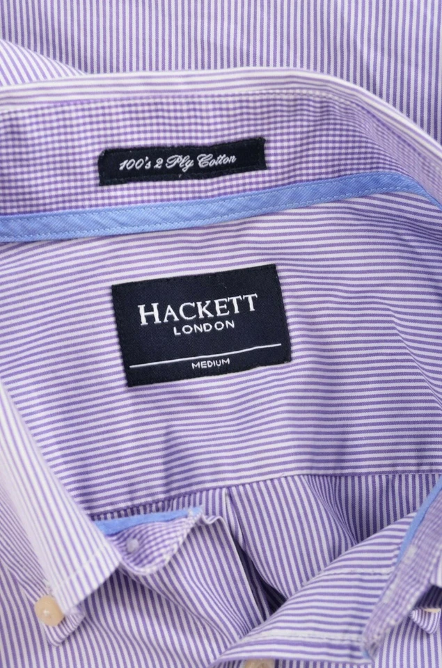 Hackett Lilac/White Striped 100's Two Ply Cotton Shirt Size Medium P-P 22" Foto 1 de 4
