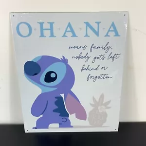 Disney’s Stitch Ohana Means Family Blechschild Kinderzimmer Kinderzimmer 16” x 12,5” - Bild 1 von 3