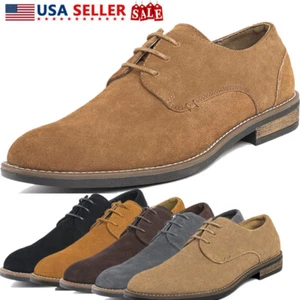Men's Leather Suede Lace up Dress Formal Oxfords Casual Loafers Shoes - Picture 1 of 16