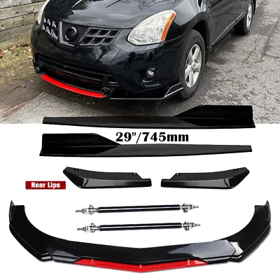 Front Rear Bumper Lip Spoiler Splitter Gloss Black For Nissan Rogue Altima Bod K Foto 1 de 4