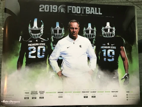2019 Michigan State Spartans football poster MSU Mark Dantonio Brian Lewerke! Cover