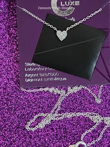 C LUXE by Claire's Sterling Silver 1/20 ct. tw Lab Grown Diamond Heart Necklace - Picture 1 of 2