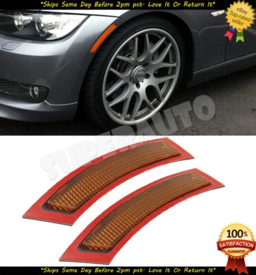 Fits 2007-13 BMW E92 E93 3 Series 2DR AMBER Front Side Marker Bumper REFLECTOR  - Image 1 of 3