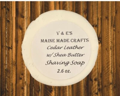 V & E'S MAINE MADE CRAFTS Glycerin shaving soap - Cedar Leather with Shea Butter