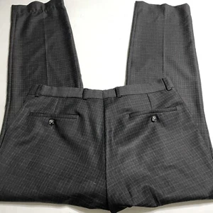 Ben Sherman Mens Dress Pants 35x31 Gravy Check Pockets Flat Front Wool - Picture 1 of 9