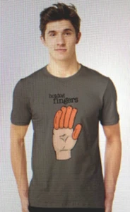 T-shirt maglietta uomo "Hot Dog Fingers" TV's The Office taglia large grafica ardesia T nuova! - Foto 1 di 9