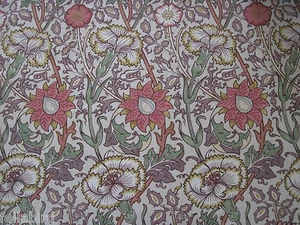 WILLIAM MORRIS CURTAIN FABRIC DESIGN "Pink and Rose" 1.7 METRES MANILLA & WINE - Picture 1 of 7