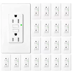 15A Amp GFCI Outlet Ground Fault Circuit Interrupter LED Indicator TR WR 20 Pack - Picture 1 of 12