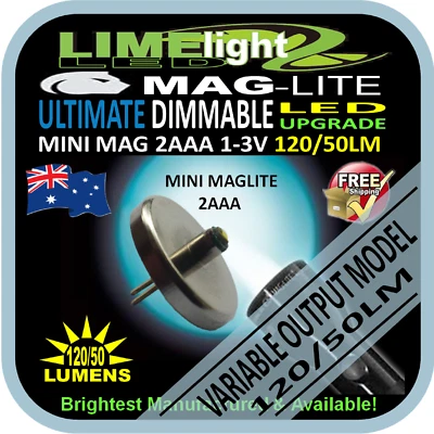 MAGLITE UPGRADE LED MINI 2AAA  BULB GLOBE for FLASHLIGHT TORCH DIMMABLE 120/50LM - Bild 1 von 4