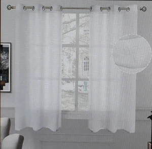 Natural Linen Look Semi Sheer Curtain Grommet Light Filtering 2 Panel 42" x 63" - Picture 1 of 4